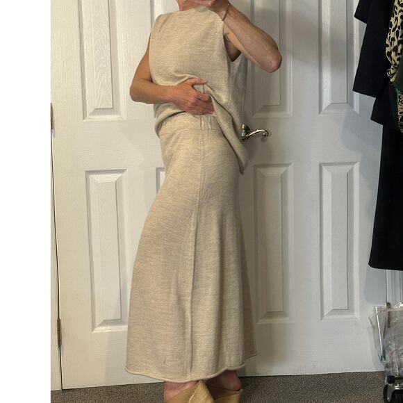 Lauren Manoogian Sleeveless Base Shell Midi Skirt Set Ecru Slub 1 / Small Alpaca - Picture 5 of 16